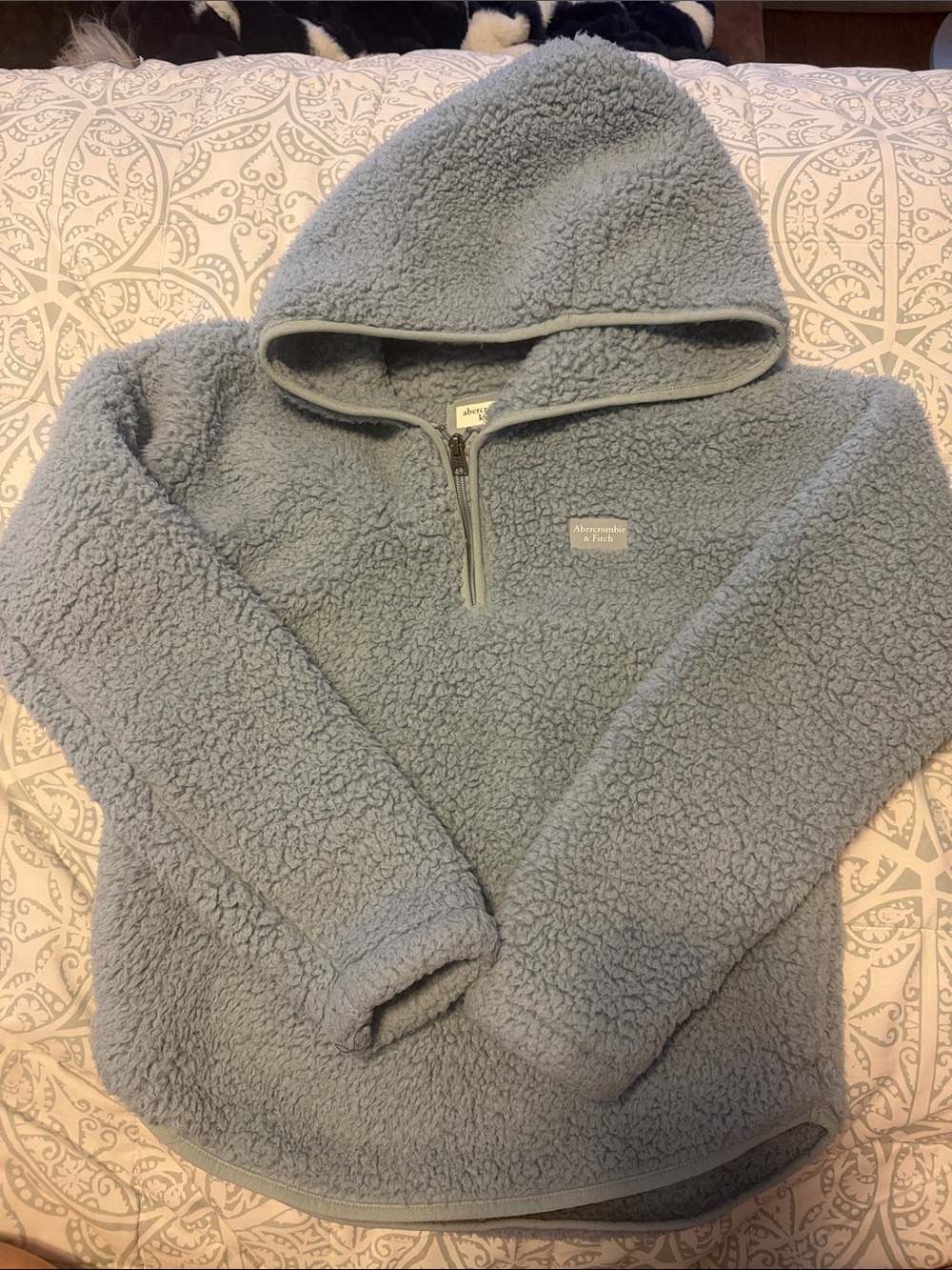 abercrombie kids Pale Blue Sherpa Half-Zip Hoodie